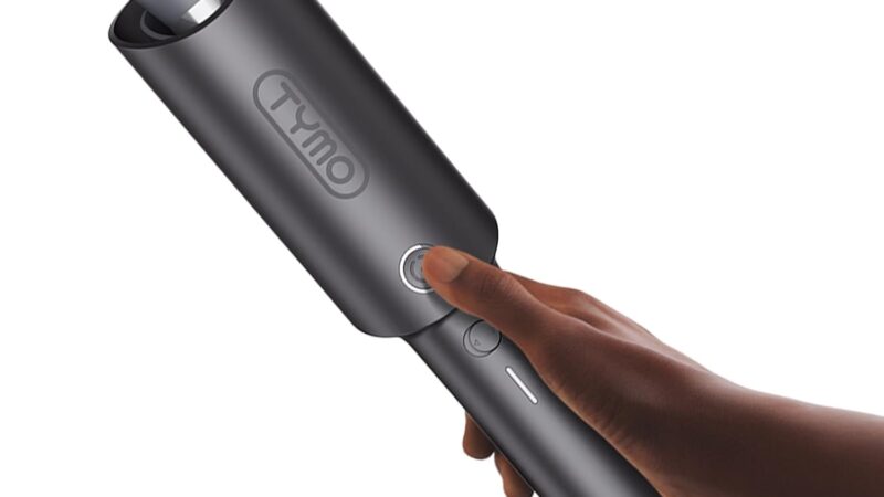 TYMO Automatic Rotating Curling Iron – TYMO CURLPRO Beach Waves Curling Wand, Portable Hair Curler, 500 Million Ionic, Dual Voltage & Lightweight for Travel, Ceramic Coating, 1 Inch, Metallic Gray