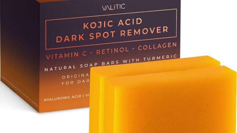 VALITIC Kojic Acid Dark Spot Remover Soap Bars with Vitamin C, Retinol, Collagen, Turmeric – Original Japanese Complex Infused with Hyaluronic Acid, Vitamin E, Shea Butter, Castile Olive Oil (2 Pack)