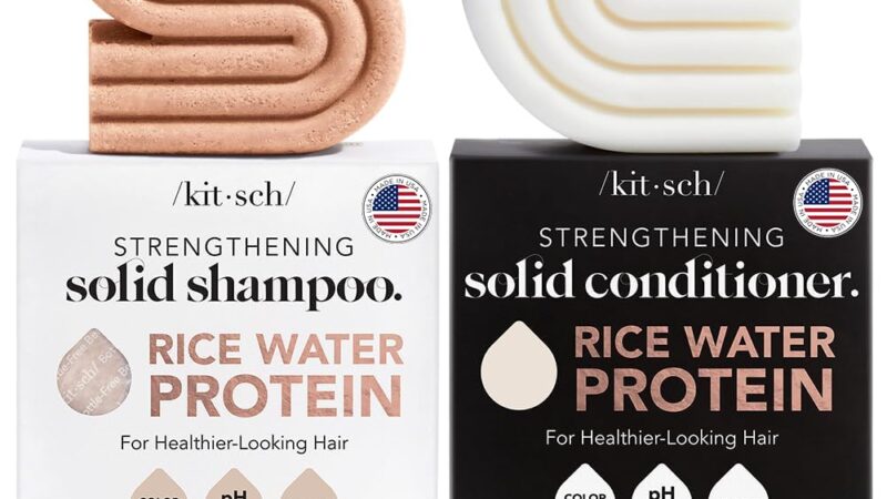 Kitsch Rice Water Shampoo & Conditioner Set – Solid Rice Water Shampoo & Conditioner Bar Soap for Hair Care, Strengthening & Nourishing Soap Bar, Paraben-Free & Sulfate-Free, Made in USA – 2pcs