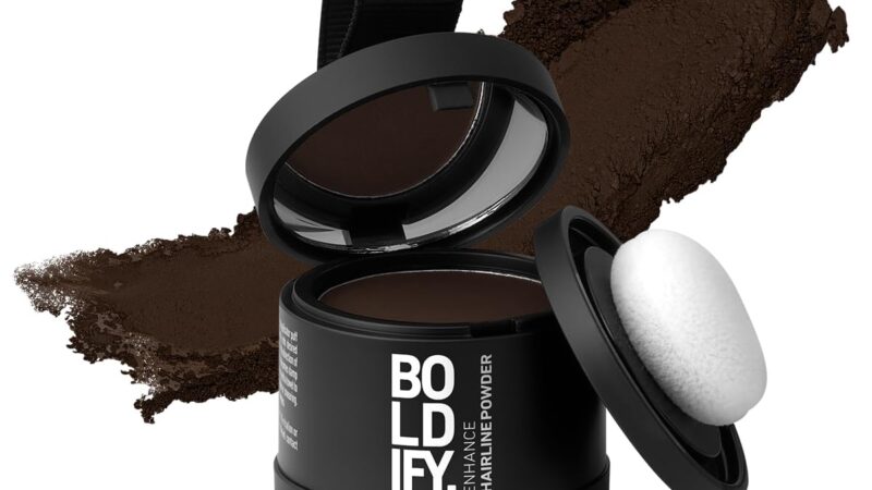 BOLDIFY Hairline Powder – Root Touch Up Hair Color for Gray Coverage – Bald Spot Concealing Hair Powder for Women & Men – 48-Hour Stain-Proof – Dark Brown