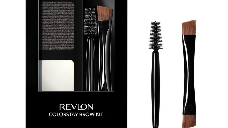Revlon ColorStay Brow Kit, Includes Longwear Brow Powder, Clear Pomade, Dual-Ended Angled Tip Eyebrow Brush & Spoolie Brush, Soft Black (101), 0.08 oz