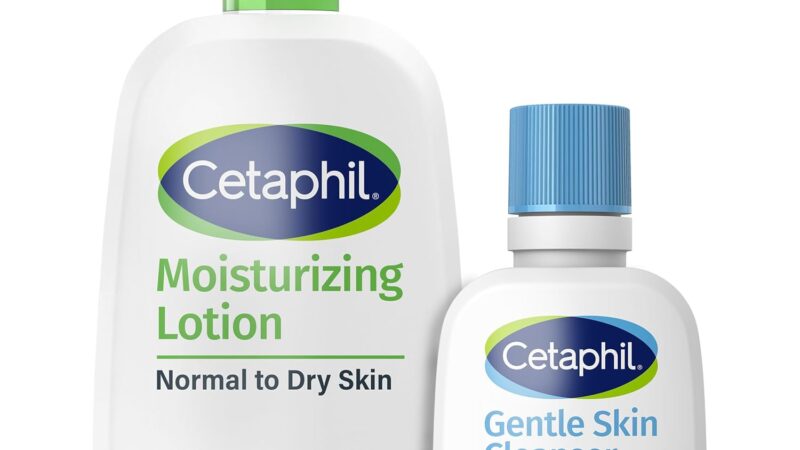 Cetaphil Hydrating Moisturizing Lotion for Normal to Dry, Sensitive Skin, 16 oz + Travel Size Gentle Skin Cleanser 2 oz