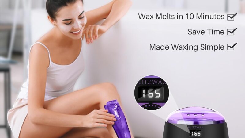 BLITZWAX Brazilian and Bikini Waxing Kit for Women, Hard Wax Warmer for Face, Legs and Body, At Home Hair Removal Kit, Beginner Friendly, Digital Fast Heating, 51 Wax Items