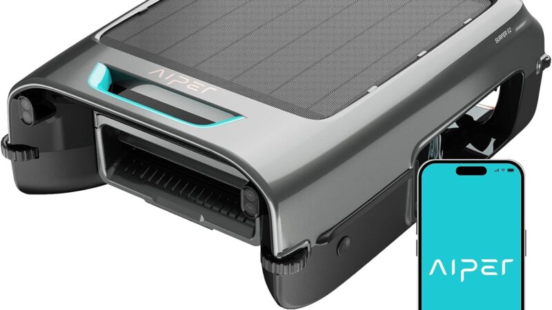 AIPER Surfer S2 Robotic Solar Pool Skimmer with APP Support, 24/7 Cleaning, Dual Charging Modes, Smart Obstacle Avoidance, Ideal for Most Swimming Pool Types