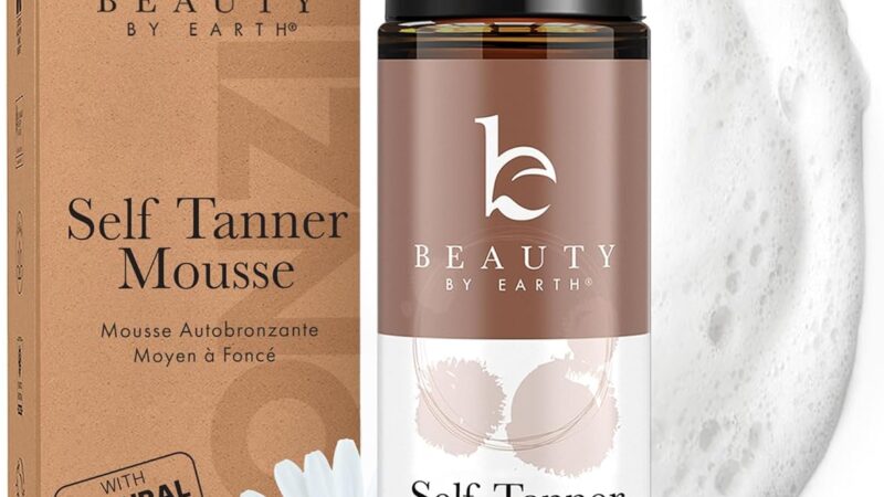 Self Tanner Mousse – Made with Natural & Organic Ingredients, Self Tanning Mousse for Dark Fake Tan, Sunless Tanner, Clear & Non Toxic Tanning Foam for Streak Free Finish