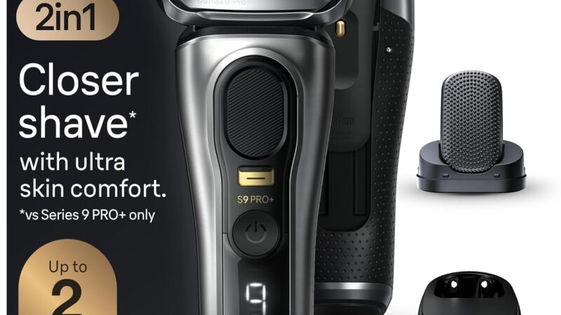 Braun Series 9 PRO+ Electric Razor for Men, 5 Pro Shaving Elements and Shave-Preparing ProComfort Head for Closeness & Skin Comfort, 6in1 SmartCare Center, Wet or Dry Use, Charging Stand, 9597cc