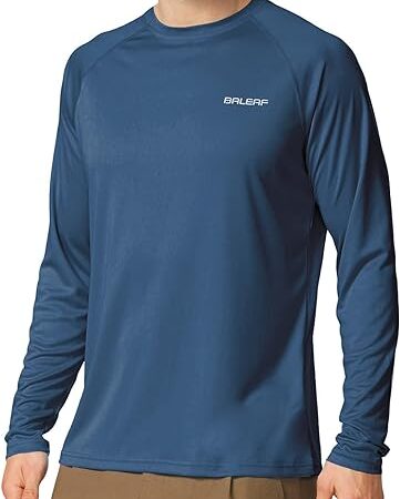 Baleaf Men’s Sun Protection Shirts UV SPF UPF 50+ Long Sleeve Rash Guard Fishing Running Quick Dry Lightweight