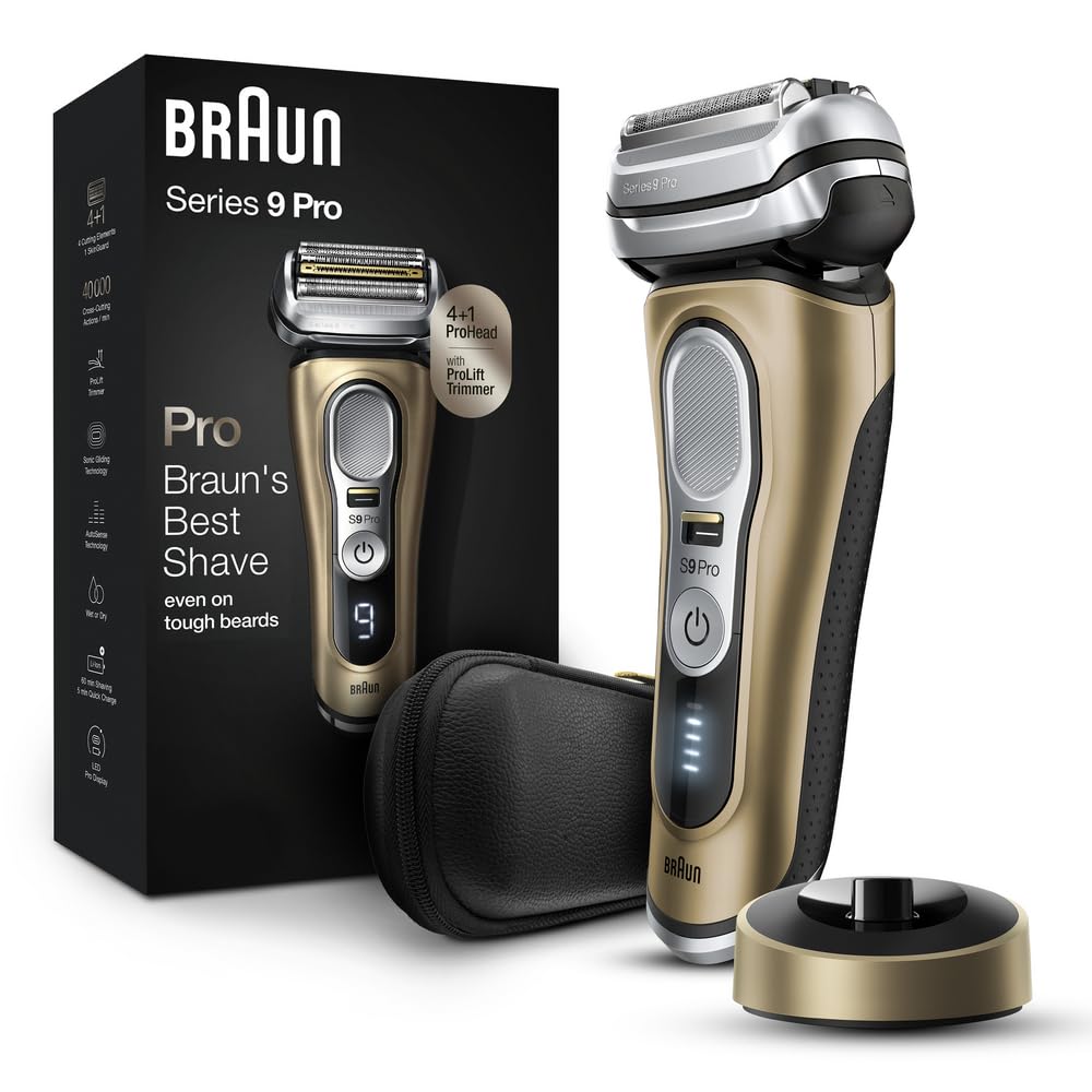 Braun Series 9 Pro 9419s Electric Shaver for Men, Wet & Dry Shave, Shaving Kit with 4+1 Head with ProLift Trimmer Braun Series 9 Pro 9419s Electric Shaver for Men, Wet & Dry Shave, Shaving Kit with 4+1 Head with ProLift Trimmer