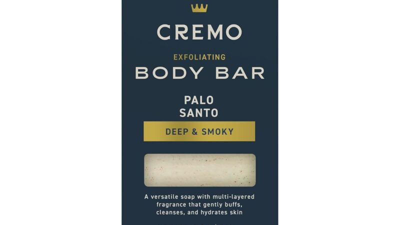 Cremo Exfoliating Body Bar for Men, Palo Santo Scent, Multi-Layered Fragrance That Buffs, Cleanses and Hydrates Skin, 5oz