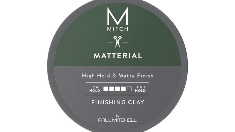 MITCH by Paul Mitchell Matterial Finishing Clay for Men, High Hold, Ultra-Matte Finish, For All Hair Types, 3 oz.