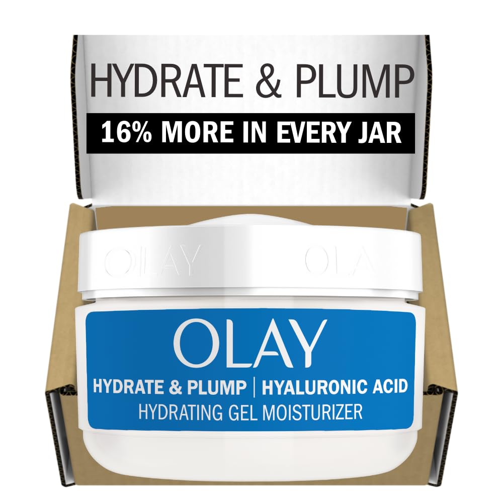 Olay Plump & Hydrate Hyaluronic Gel Face Moisturizer, 2 oz Fragrance Free Hydrating Gel Moisturizer for Dry Skin with Hyaluronic Acid and Niacinamide, Recyclable Eco Jar Packaging Olay Plump & Hydrate Hyaluronic Gel Face Moisturizer, 2 oz Fragrance Free Hydrating Gel Moisturizer for Dry Skin with Hyaluronic Acid and Niacinamide, Recyclable Eco Jar Packaging