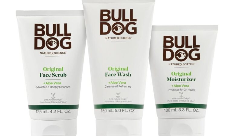Bulldog Men’s Skincare Original Full Face Kit with Moisturizer, Face Wash & Face Scrub