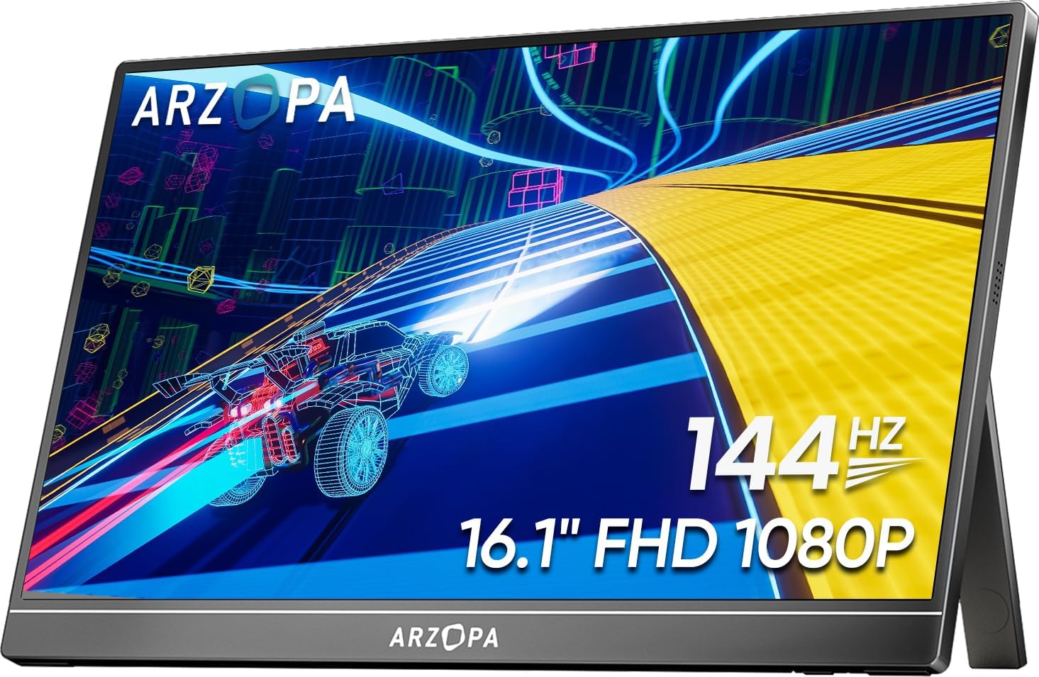 ARZOPA 16.1'' 144Hz Portable Gaming Monitor, 106% sRGB 1080P FHD Kickstand Portable Monitor with HDR, Ultra Slim, Eye Care, External Second Screen for Laptop, PC, PS5, Mac, Xbox-Z1FC ARZOPA 16.1” 144Hz Portable Gaming Monitor, 106% sRGB 1080P FHD Kickstand Portable Monitor with HDR, Ultra Slim, Eye Care, External Second Screen for Laptop, PC, PS5, Mac, Xbox-Z1FC
