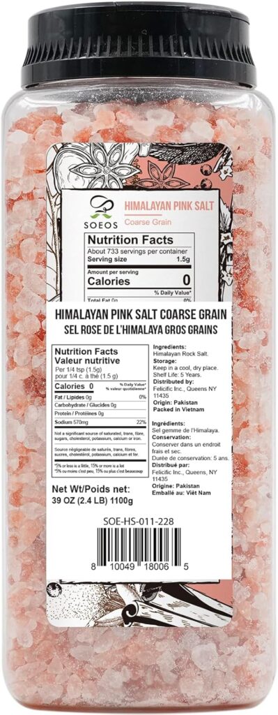 The Soeos Himalayan Pink Salt, Coarse Grain (39oz / 2.4lb) is a popular choice for gourmet cooking, seasoning, and grinder refills. Here’s a detailed breakdown: The Soeos Himalayan Pink Salt, Coarse Grain (39oz / 2.4lb) is a popular choice for gourmet cooking, seasoning, and grinder refills. Here’s a detailed breakdown: