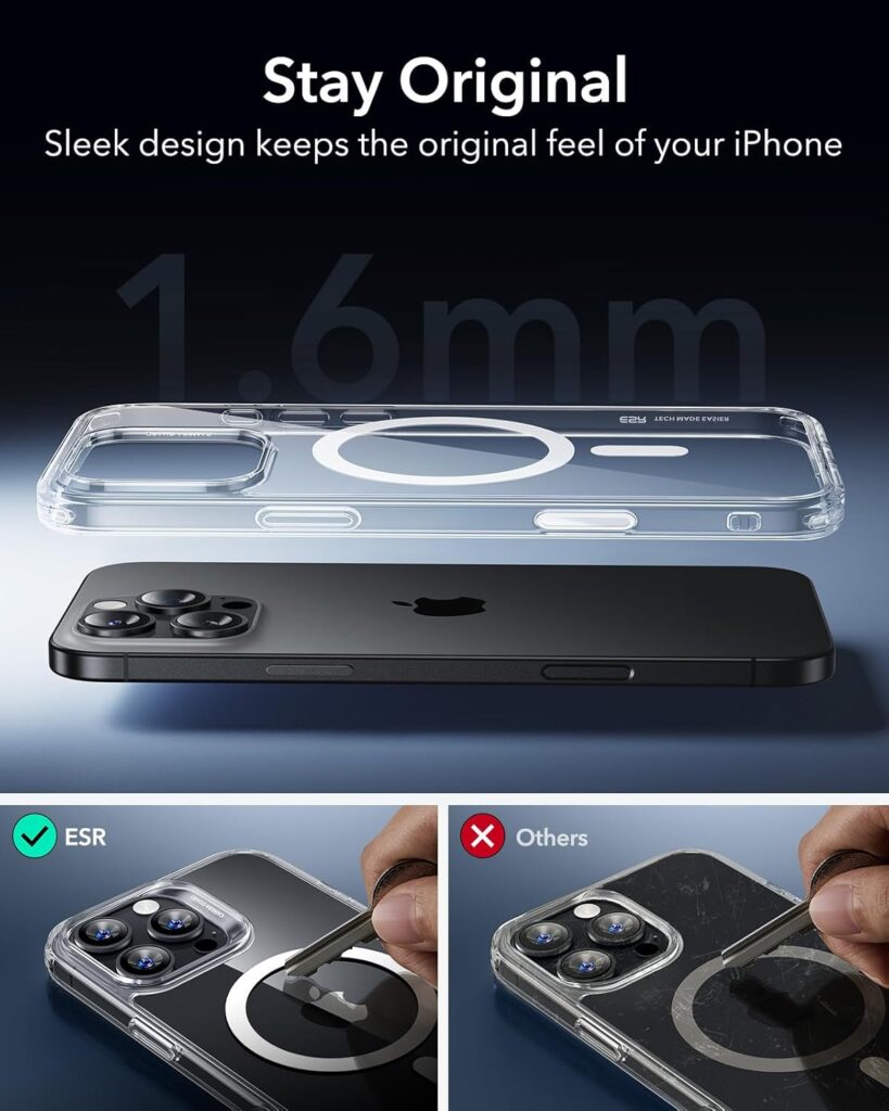 ESR for iPhone 16 Pro Case, Camera Control, Compatible with MagSafe, Shockproof Military-Grade Protection, Magnetic Phone Case for iPhone 16 Pro, Classic Hybrid Case (HaloLock), Clear