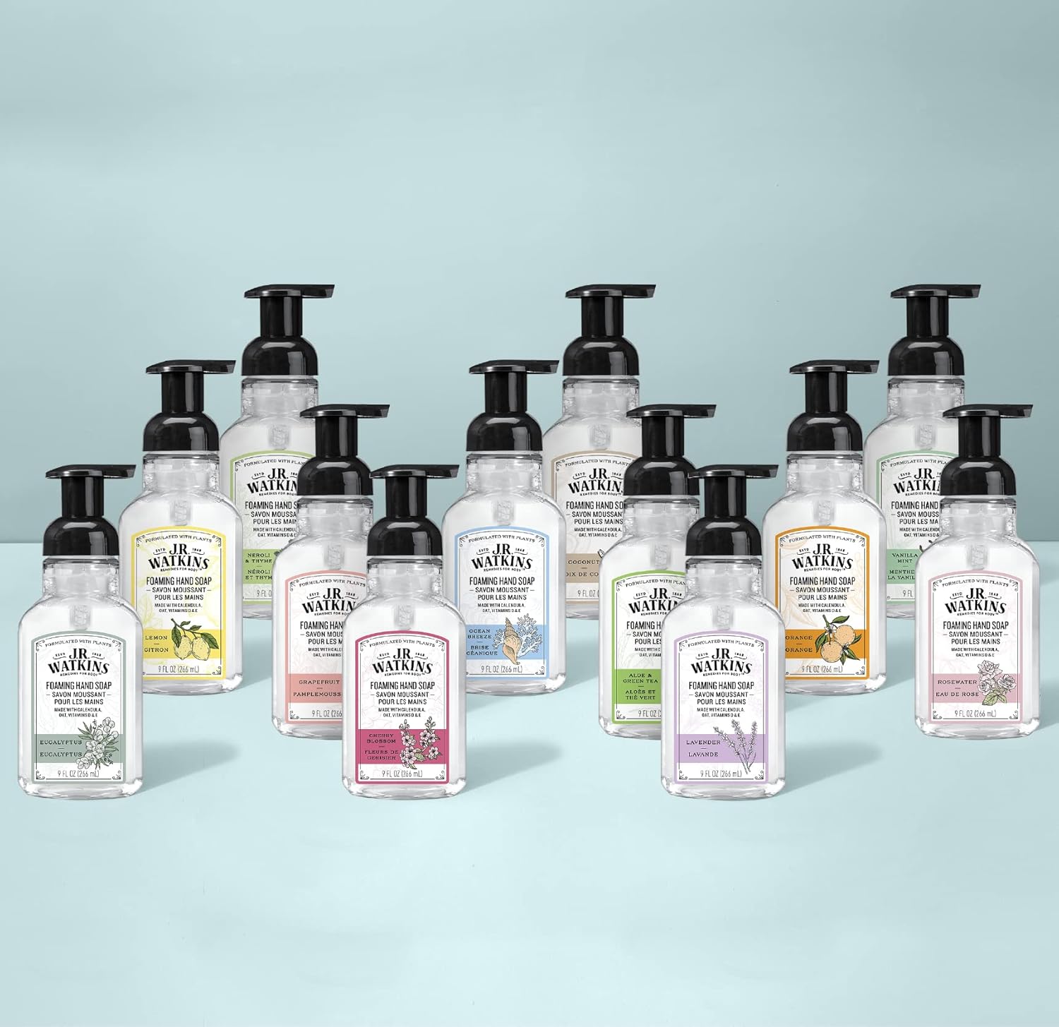 J.R. Watkins Foaming Hand Soap Pump with Dispenser, Moisturizing Hand Soap Foam, Alcohol-Free, Cruelty-Free, , Use for Kitchen or Bathroom, Eucalyptus, 9 fl oz,3 Pack J.R. Watkins Foaming Hand Soap Pump with Dispenser, Moisturizing Hand Soap Foam, Alcohol-Free, Cruelty-Free, , Use for Kitchen or Bathroom, Eucalyptus, 9 fl oz,3 Pack