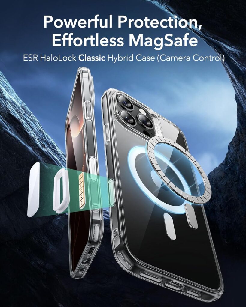 ESR for iPhone 16 Pro Case, Camera Control, Compatible with MagSafe, Shockproof Military-Grade Protection, Magnetic Phone Case for iPhone 16 Pro, Classic Hybrid Case (HaloLock), Clear