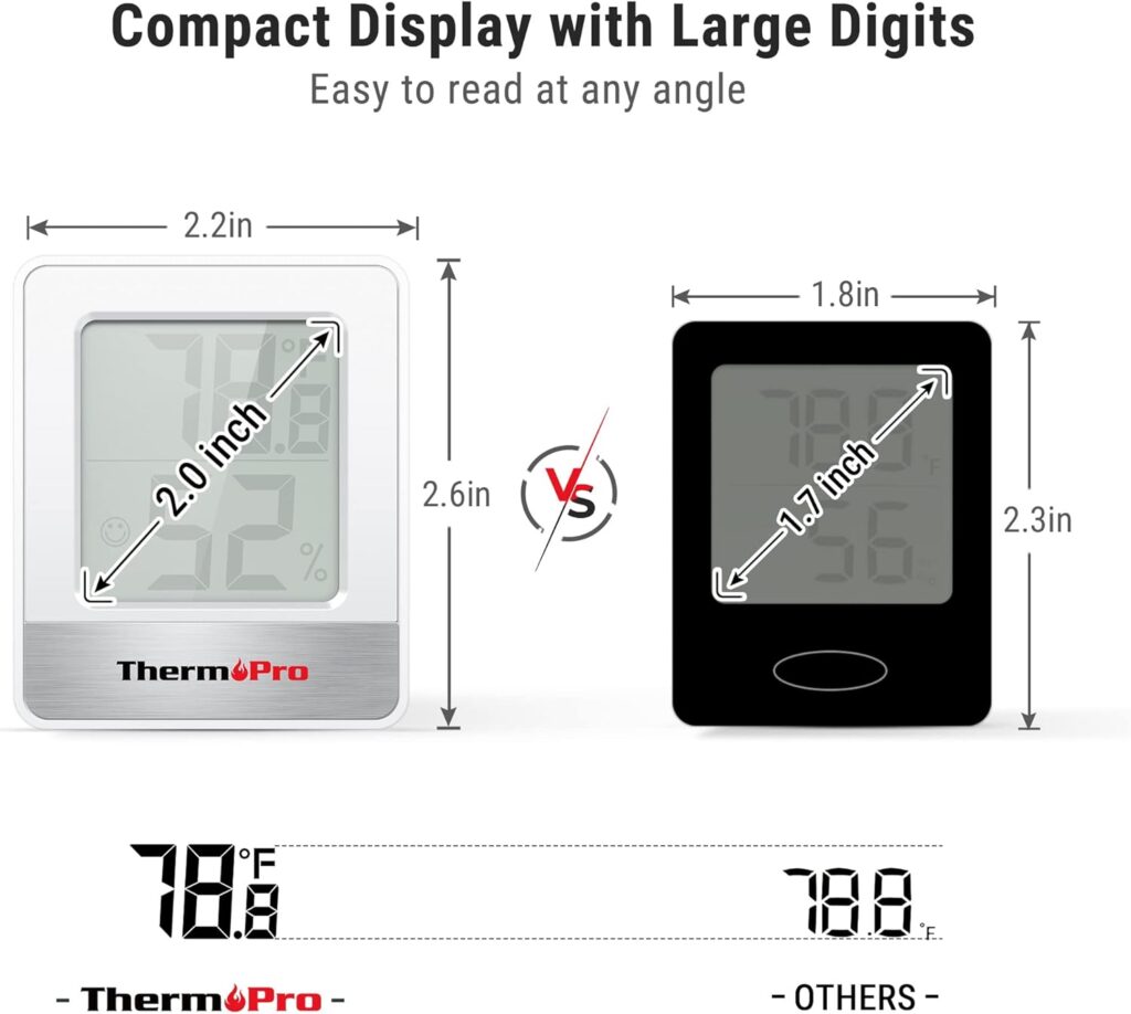 The ThermoPro TP49 Digital Hygrometer is a compact, reliable device for monitoring indoor temperature and humidity levels. Here’s a detailed breakdown: