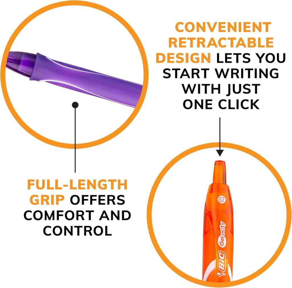 BIC Gelocity Quick Dry Gel Pens – Medium Point (0.7mm), 12-Count Assorted Colors BIC Gelocity Quick Dry Gel Pens – Medium Point (0.7mm), 12-Count Assorted Colors