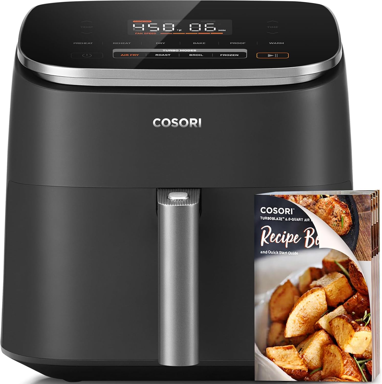 COSORI TurboBlaze Air Fryer: COSORI Air Fryer 9-in-1, Compact & Large 6-Qt, Fast Turbo Modes, 90–450°F Precise Heat for Even Results, Up to 95% Less Oil*, Roast, Bake, Dry, Reheat, Frozen, Broil, Proof, 120V, TurboBlaze, Grey COSORI TurboBlaze Air Fryer: COSORI Air Fryer 9-in-1, Compact & Large 6-Qt, Fast Turbo Modes, 90–450°F Precise Heat for Even Results, Up to 95% Less Oil*, Roast, Bake, Dry, Reheat, Frozen, Broil, Proof, 120V, TurboBlaze, Grey