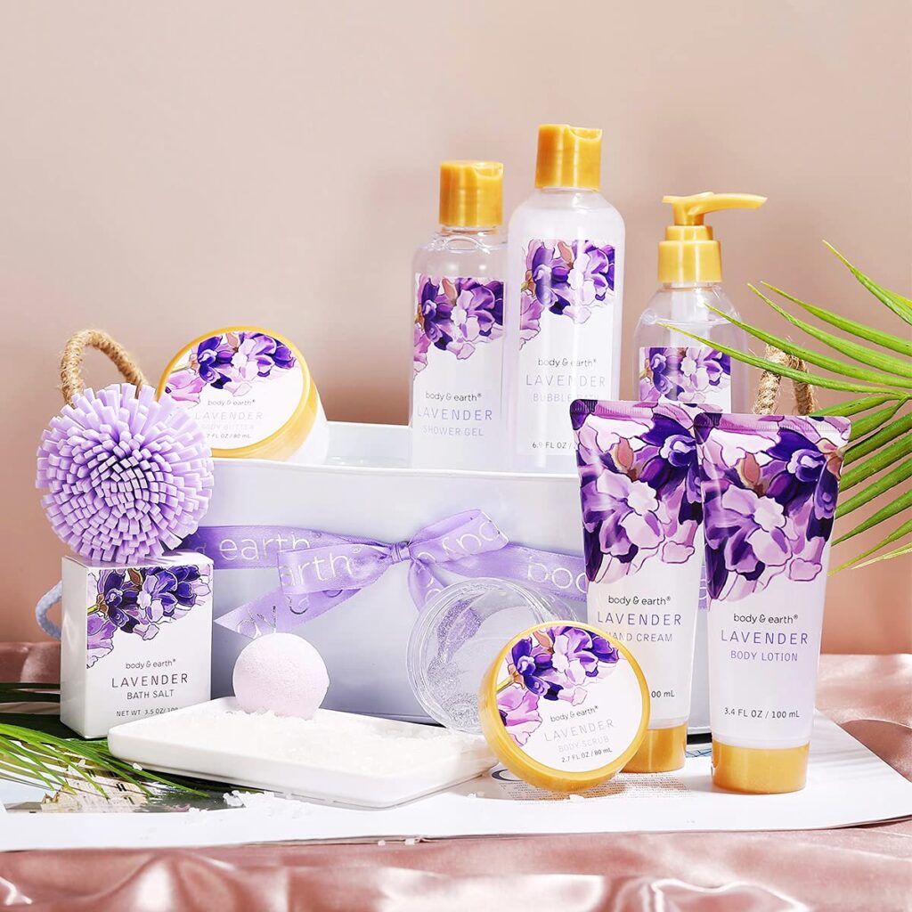 BODY & EARTH 11-Piece Lavender Spa Gift Basket For Women with Bubble Bath Body Lotion Sets, Bath and Body Gifts Set For Women Christmas Gifts for Women Spa Gift Sets BODY & EARTH 11-Piece Lavender Spa Gift Basket For Women with Bubble Bath Body Lotion Sets, Bath and Body Gifts Set For Women Christmas Gifts for Women Spa Gift Sets