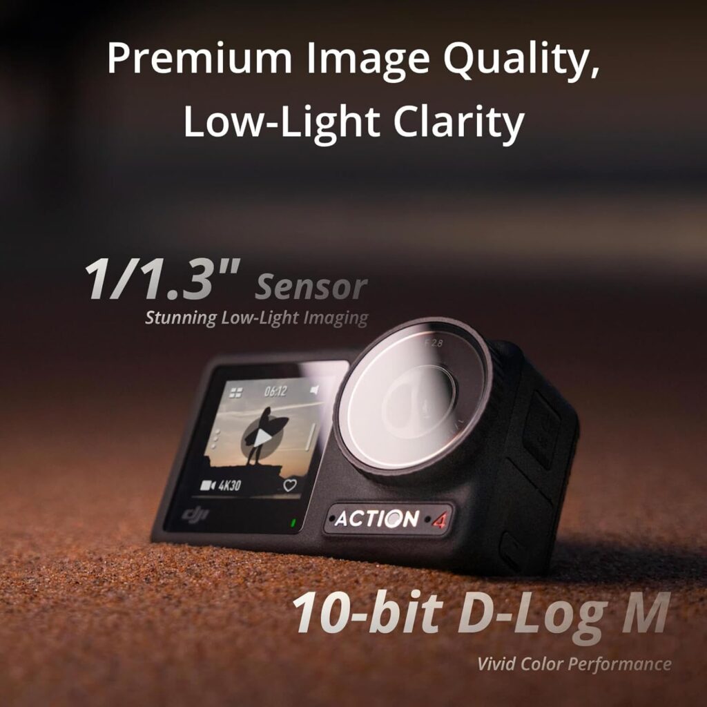 DJI Osmo Action 4 Standard Combo, 4K/120fps Waterproof Action Camera with a 1/1.3-Inch Sensor, Stunning Low-Light Imaging,10-bit & D-Log M Color Performance, Long-Lasting 160 Mins, Outdoor Camera DJI Osmo Action 4 Standard Combo, 4K/120fps Waterproof Action Camera with a 1/1.3-Inch Sensor, Stunning Low-Light Imaging,10-bit & D-Log M Color Performance, Long-Lasting 160 Mins, Outdoor Camera