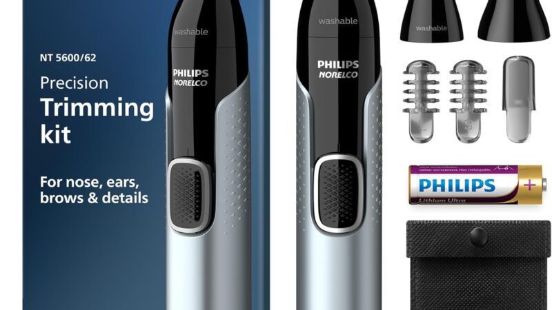 Philips Norelco Nose Trimmer 5000 for Nose, Ears, Eyebrows Trimming Kit, NT5600/62