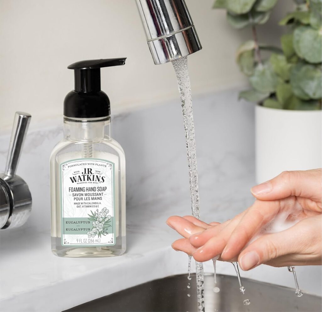 J.R. Watkins Foaming Hand Soap Pump with Dispenser, Moisturizing Hand Soap Foam, Alcohol-Free, Cruelty-Free, , Use for Kitchen or Bathroom, Eucalyptus, 9 fl oz,3 Pack J.R. Watkins Foaming Hand Soap Pump with Dispenser, Moisturizing Hand Soap Foam, Alcohol-Free, Cruelty-Free, , Use for Kitchen or Bathroom, Eucalyptus, 9 fl oz,3 Pack