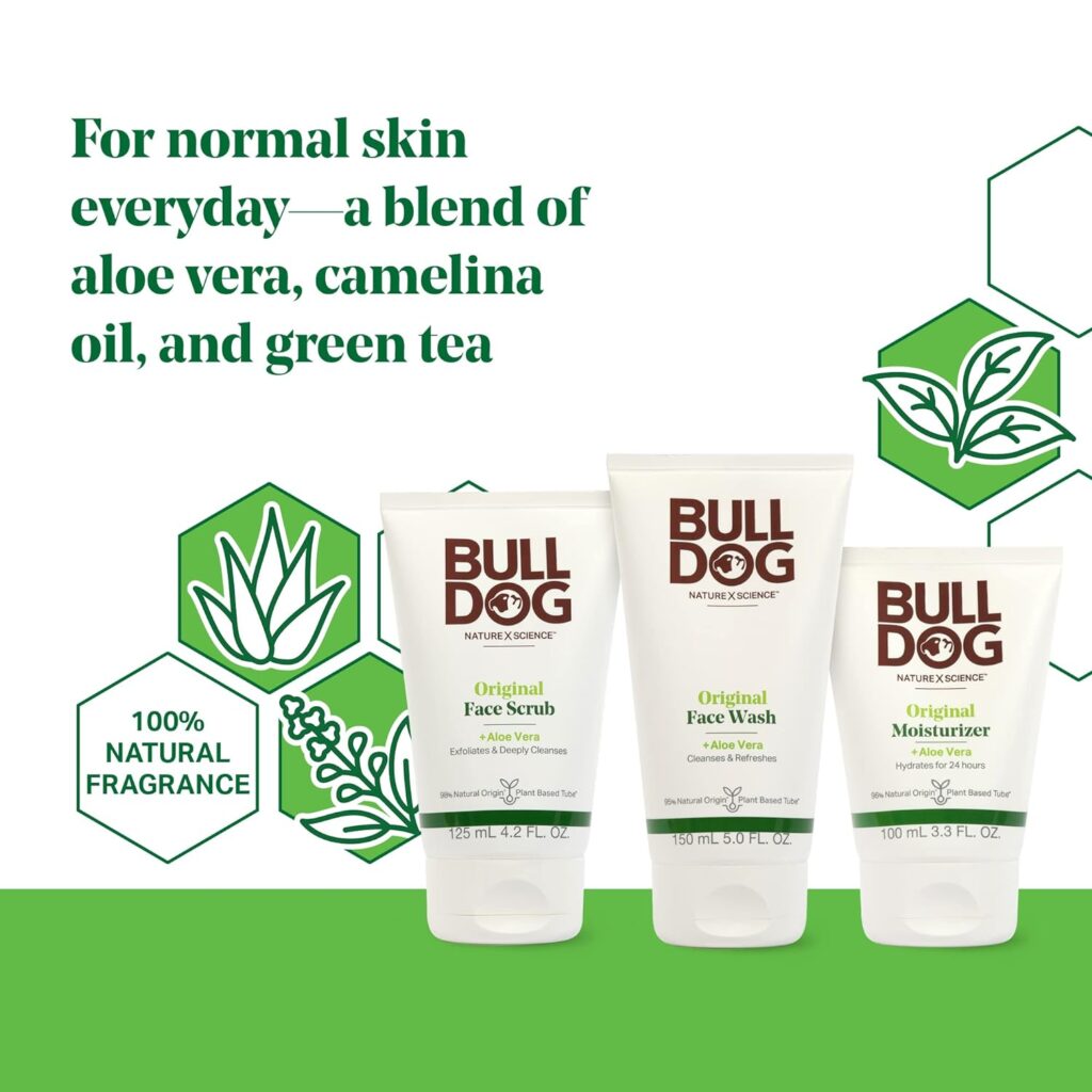 Bulldog Men's Skincare Original Full Face Kit with Moisturizer, Face Wash & Face Scrub Bulldog Men's Skincare Original Full Face Kit with Moisturizer, Face Wash & Face Scrub