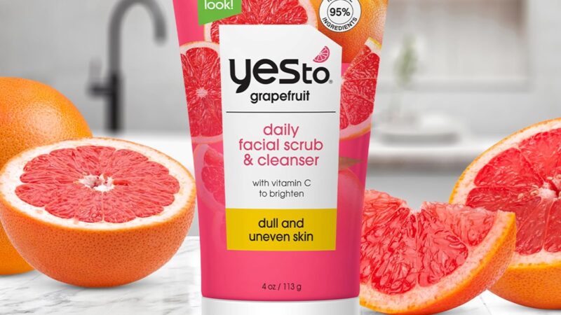 Yes To Grapefruit Daily Facial Scrub & Cleanser, Exfoliating & Restoring Cleanser That Enhances Skins Radiance, With Antioxidants, Lemon Balm Extract, & Vitamin C, Natural, Vegan & Cruelty Free, 4 Oz