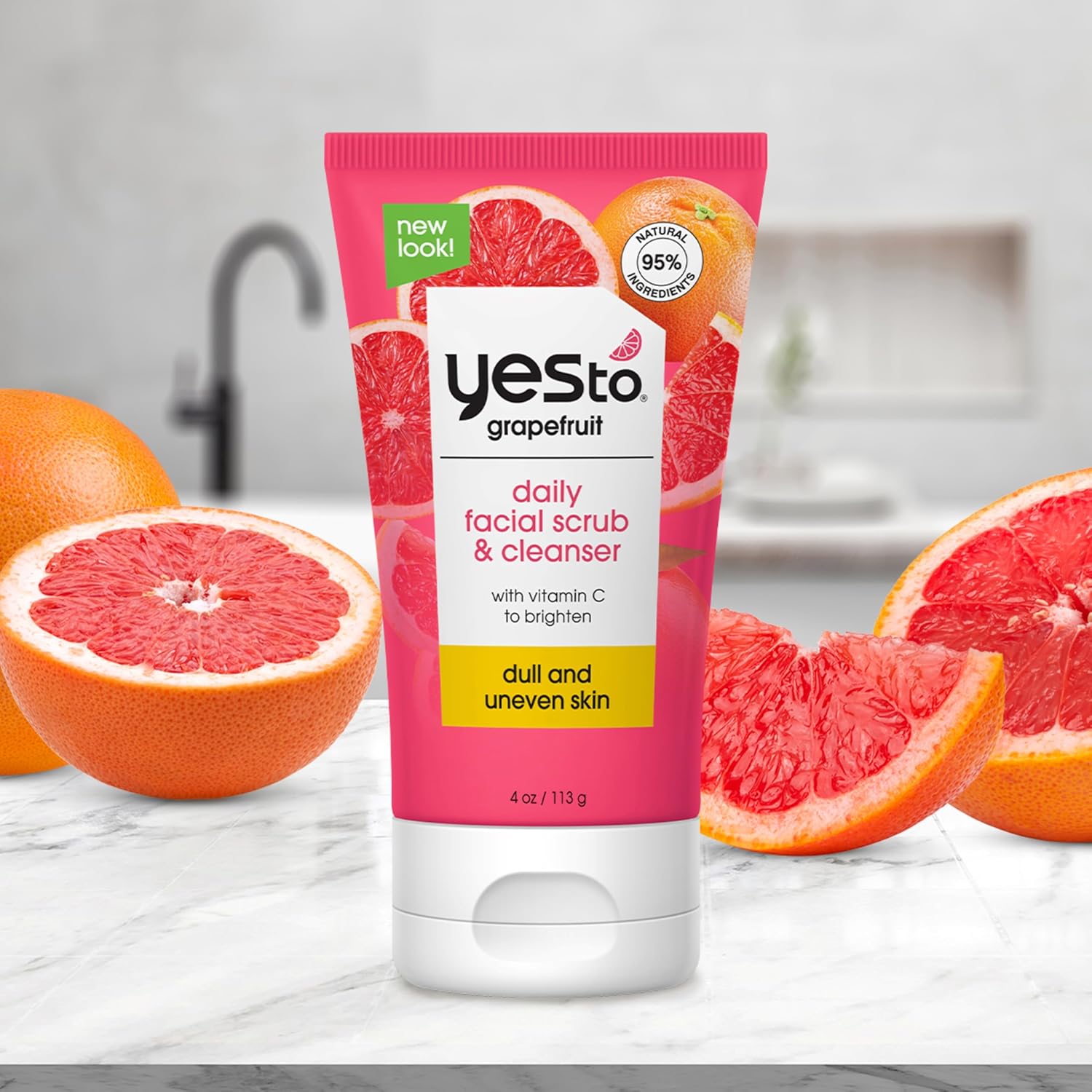 Yes To Grapefruit Daily Facial Scrub & Cleanser, Exfoliating & Restoring Cleanser That Enhances Skins Radiance, With Antioxidants, Lemon Balm Extract, & Vitamin C, Natural, Vegan & Cruelty Free, 4 Oz Yes To Grapefruit Daily Facial Scrub & Cleanser, Exfoliating & Restoring Cleanser That Enhances Skins Radiance, With Antioxidants, Lemon Balm Extract, & Vitamin C, Natural, Vegan & Cruelty Free, 4 Oz