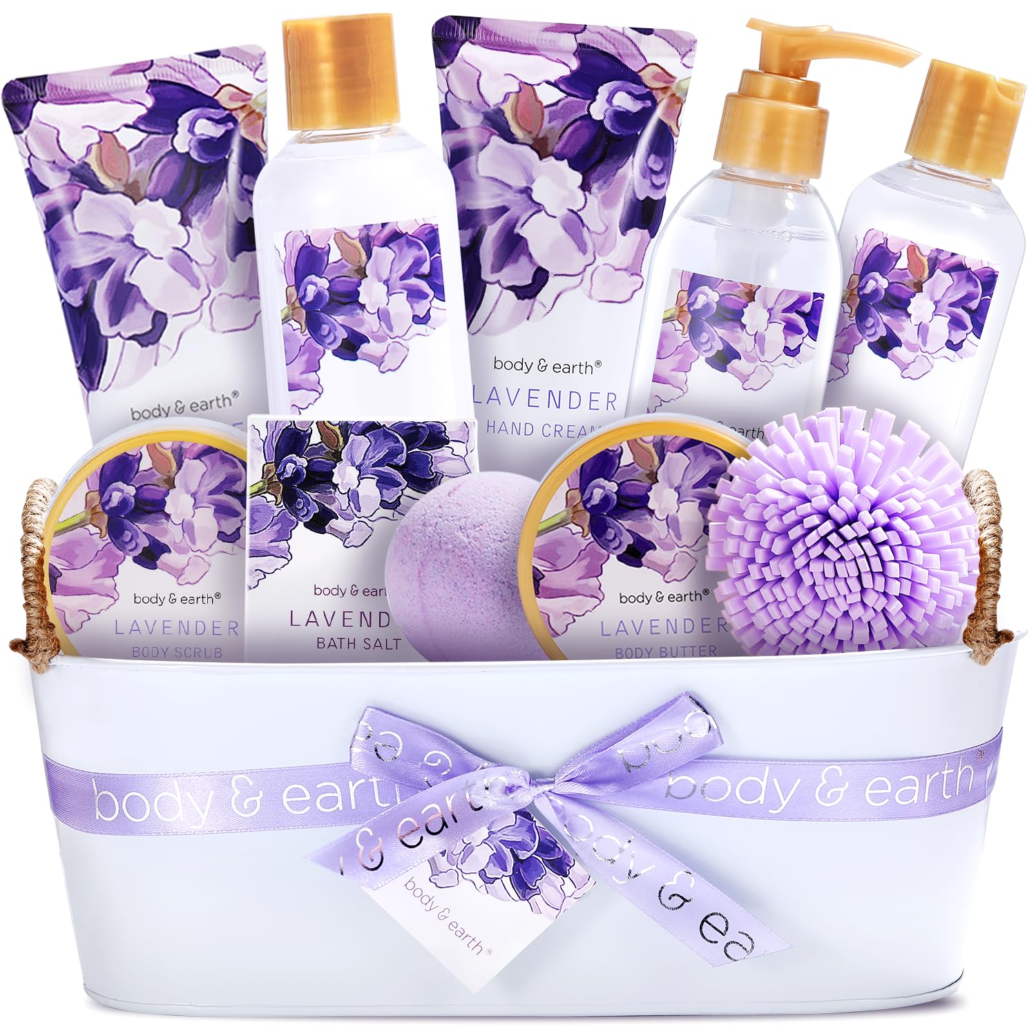 BODY & EARTH 11-Piece Lavender Spa Gift Basket For Women with Bubble Bath Body Lotion Sets, Bath and Body Gifts Set For Women Christmas Gifts for Women Spa Gift Sets BODY & EARTH 11-Piece Lavender Spa Gift Basket For Women with Bubble Bath Body Lotion Sets, Bath and Body Gifts Set For Women Christmas Gifts for Women Spa Gift Sets