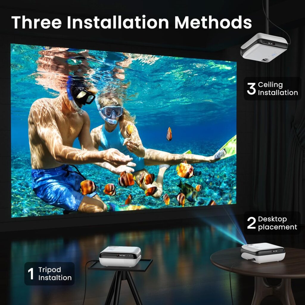 HAPPRUN Native 1080P Bluetooth Projector, Full HD Portable Outdoor Movie Projector with Built-in Speaker, Compatible with Smartphone, HDMI, USB, AV, Fire Stick, PS5 for Home, Bedroom, Outdoor Use HAPPRUN Native 1080P Bluetooth Projector, Full HD Portable Outdoor Movie Projector with Built-in Speaker, Compatible with Smartphone, HDMI, USB, AV, Fire Stick, PS5 for Home, Bedroom, Outdoor Use