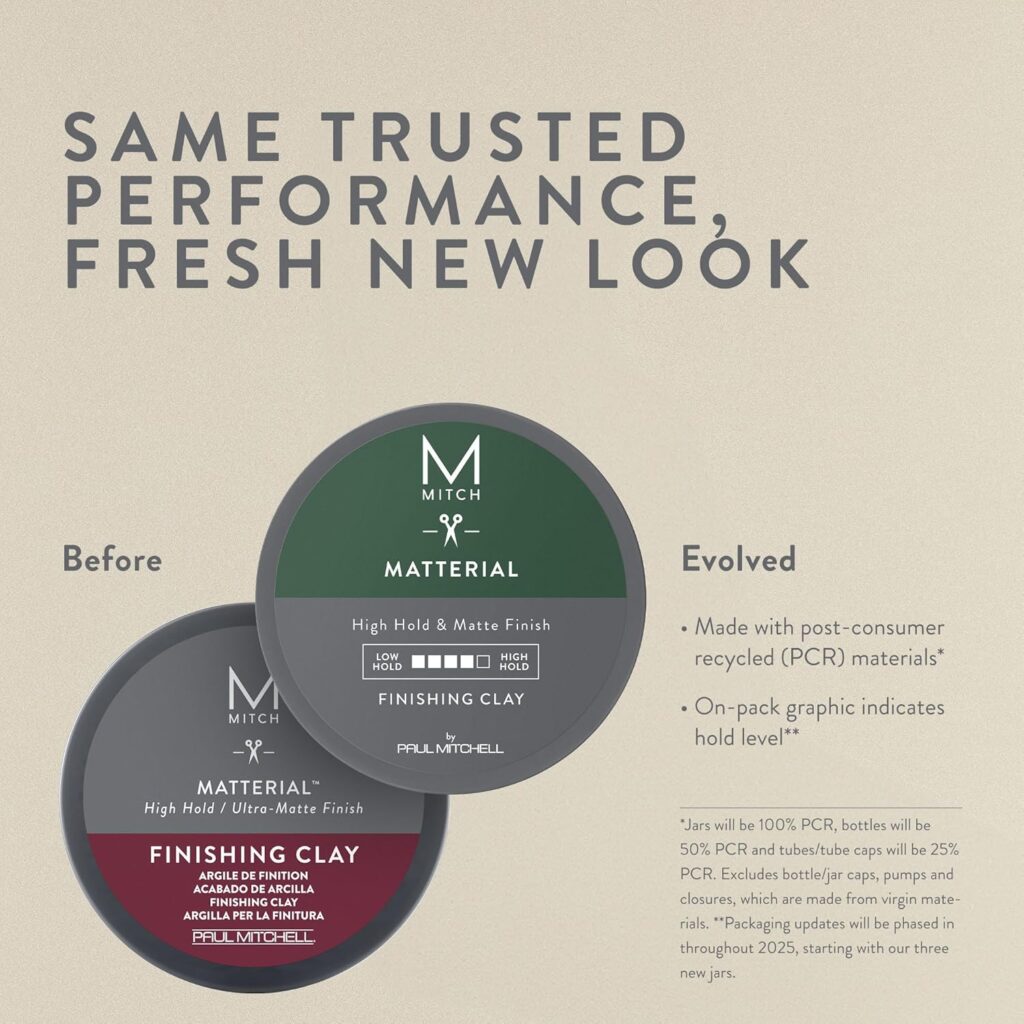 MITCH by Paul Mitchell Matterial Finishing Clay for Men, High Hold, Ultra-Matte Finish, For All Hair Types, 3 oz. MITCH by Paul Mitchell Matterial Finishing Clay for Men, High Hold, Ultra-Matte Finish, For All Hair Types, 3 oz.