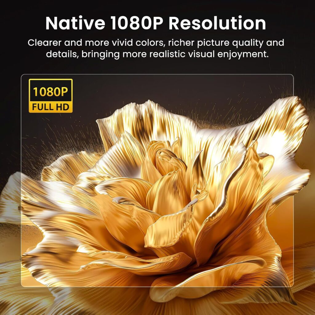 HAPPRUN Native 1080P Bluetooth Projector, Full HD Portable Outdoor Movie Projector with Built-in Speaker, Compatible with Smartphone, HDMI, USB, AV, Fire Stick, PS5 for Home, Bedroom, Outdoor Use HAPPRUN Native 1080P Bluetooth Projector, Full HD Portable Outdoor Movie Projector with Built-in Speaker, Compatible with Smartphone, HDMI, USB, AV, Fire Stick, PS5 for Home, Bedroom, Outdoor Use