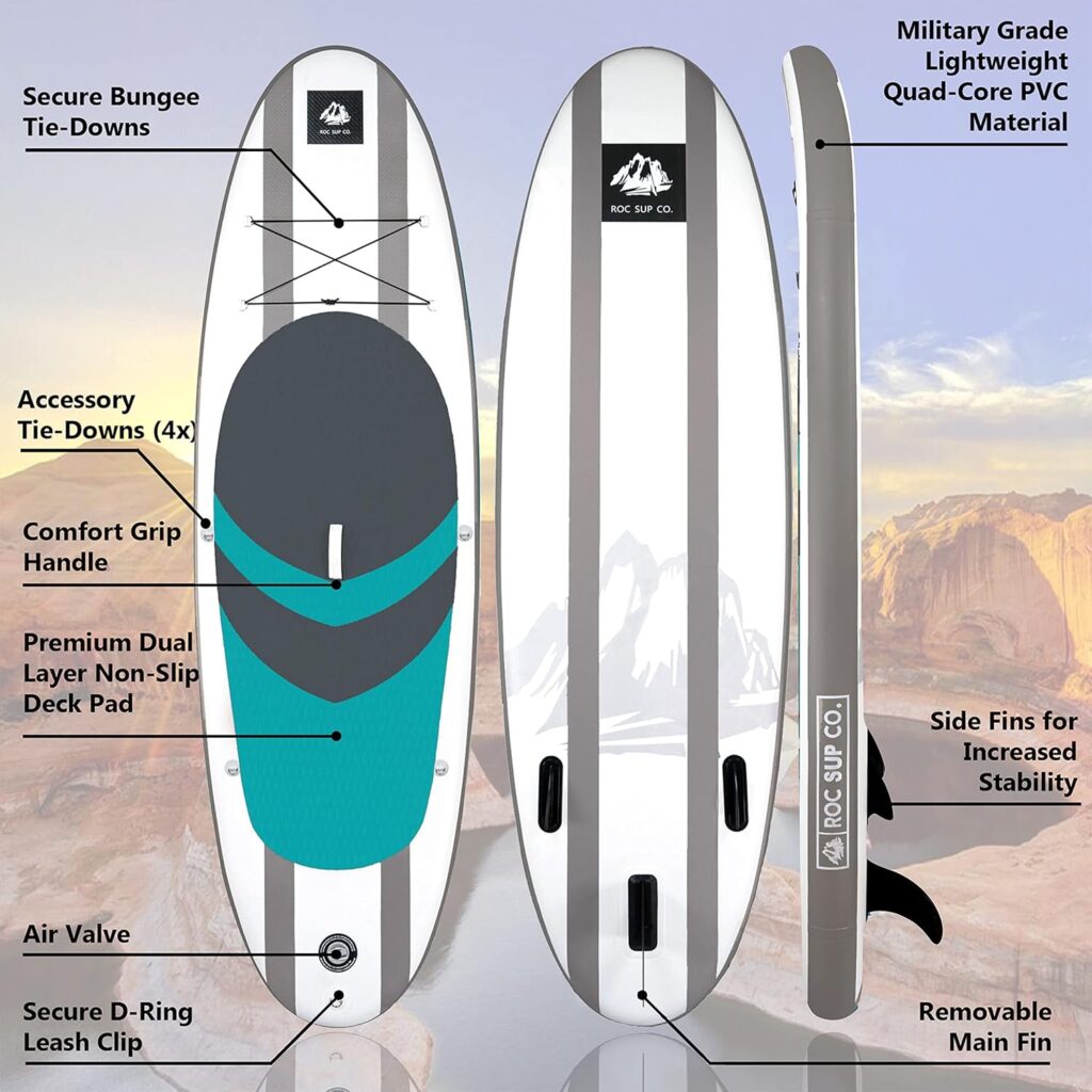 Roc Inflatable Stand Up Paddle Boards with Premium SUP Paddle Board Accessories, Wide Stable Design, Non-Slip Comfort Deck for Youth & Adults Roc Inflatable Stand Up Paddle Boards with Premium SUP Paddle Board Accessories, Wide Stable Design, Non-Slip Comfort Deck for Youth & Adults