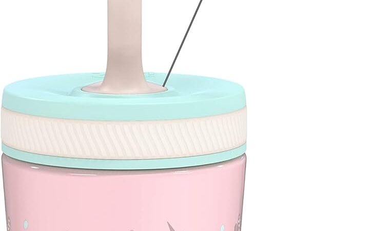 Zak Designs Kelso Toddler Cup For Travel or At Home, 12oz Vacuum Insulated Stainless Steel Sippy Cup With Leak-Proof Design is Perfect For Kids (Fanciful Unicorn)