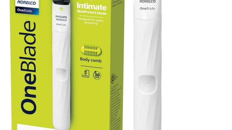 Philips Norelco OneBlade Intimate, Designed for Pubic Grooming, Trim & Shave with Extra Skin Protection, Waterproof, Model QP1924/70