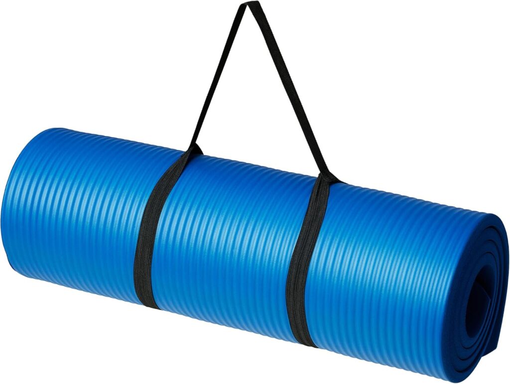 Amazon Basics 1/2 Inch Extra Thick Exercise Yoga Mat with Carrying Strap, Cushioned Support, for Fitness and Gym Workouts Amazon Basics 1/2 Inch Extra Thick Exercise Yoga Mat with Carrying Strap, Cushioned Support, for Fitness and Gym Workouts