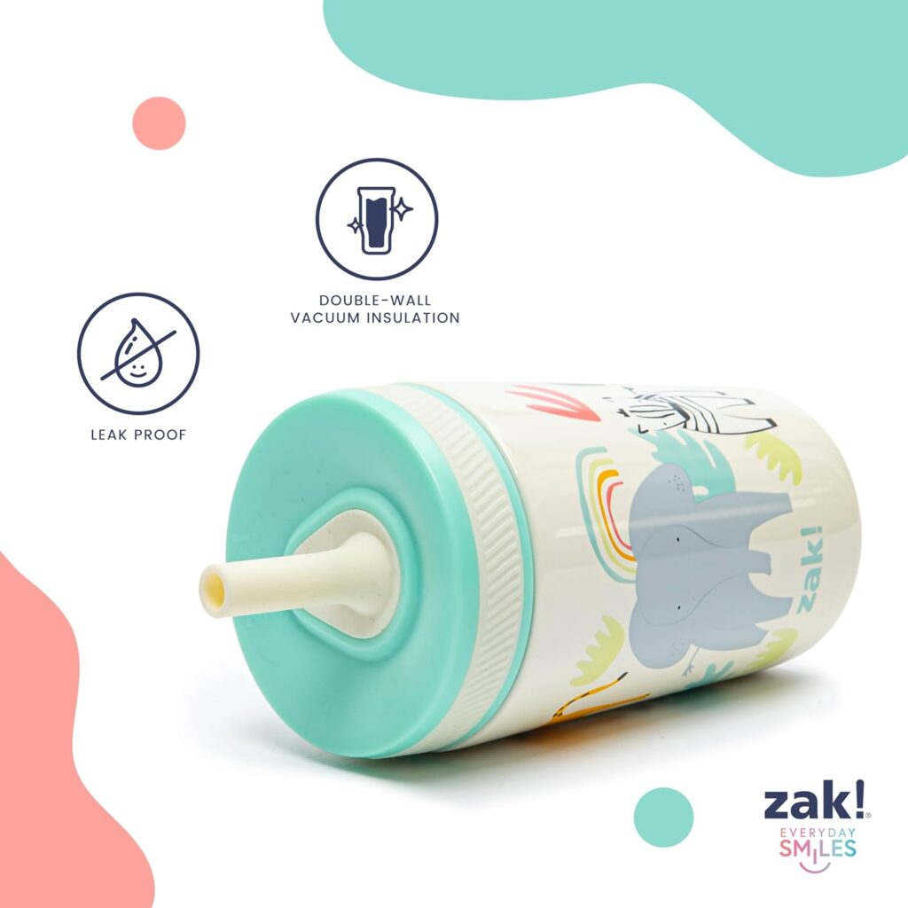 Zak Designs Kelso Toddler Cup For Travel or At Home, 12oz Vacuum Insulated Stainless Steel Sippy Cup With Leak-Proof Design is Perfect For Kids (Fanciful Unicorn)