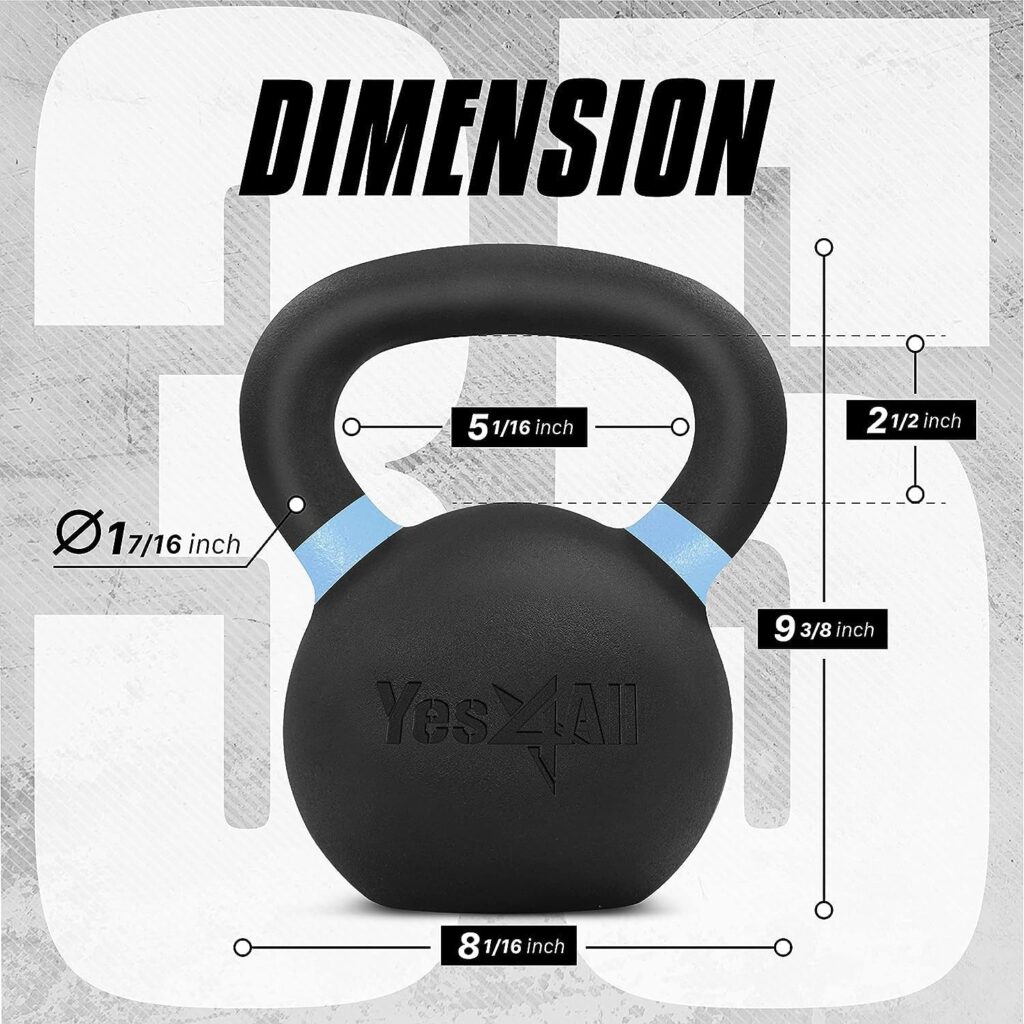 Yes4All Powder Coated Cast Iron Kettlebell Strength Training Kettlebells Weight Set for Full Body Workout, Home Gym Yes4All Powder Coated Cast Iron Kettlebell Strength Training Kettlebells Weight Set for Full Body Workout, Home Gym
