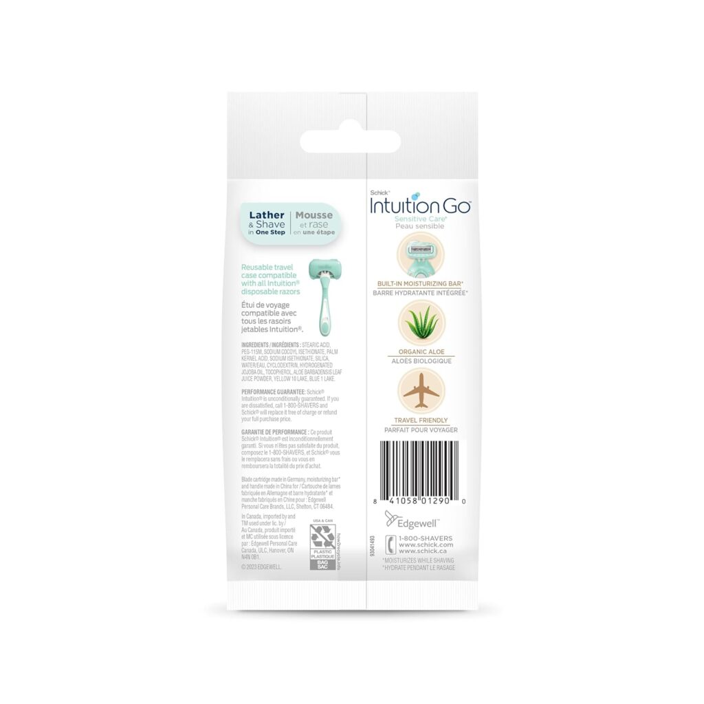 Schick Intuition Go Disposable Travel Razor for Women, 1 Count | Sensitive Skin Razors for Women, Travel Essentials, Womens Disposable Razors with Organic Aloe, Vacation Essentials Schick Intuition Go Disposable Travel Razor for Women, 1 Count | Sensitive Skin Razors for Women, Travel Essentials, Womens Disposable Razors with Organic Aloe, Vacation Essentials