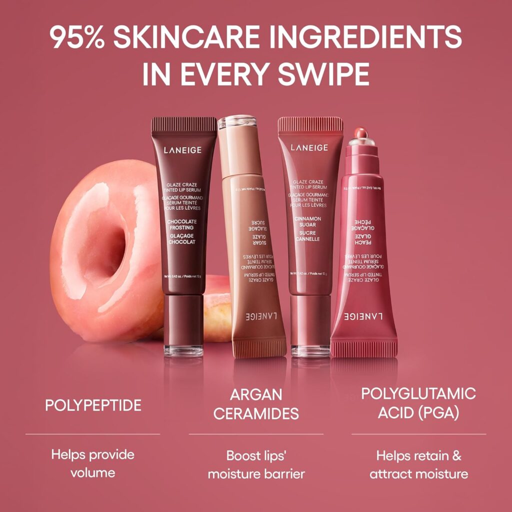 LANEIGE Glaze Craze Tinted Lip Serum: Hydrating Lip Serum for Glossy, Nourished Lips with Plumping Polypeptides