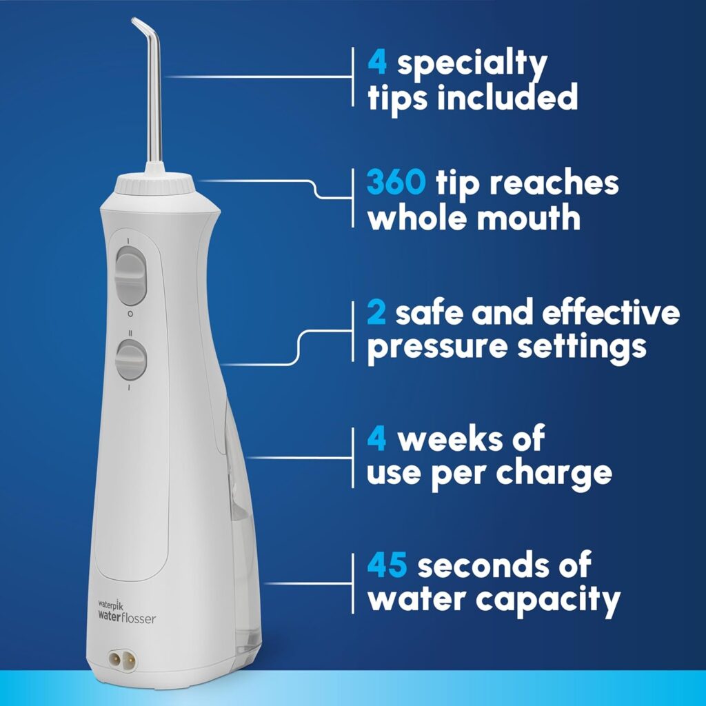 Waterpik Cordless Pearl Rechargeable Portable Water Flosser for Teeth, Gums, Braces Care and Travel with 4 Flossing Tips - ADA Accepted, WF-13 White, Packaging May Vary Waterpik Cordless Pearl Rechargeable Portable Water Flosser for Teeth, Gums, Braces Care and Travel with 4 Flossing Tips - ADA Accepted, WF-13 White, Packaging May Vary
