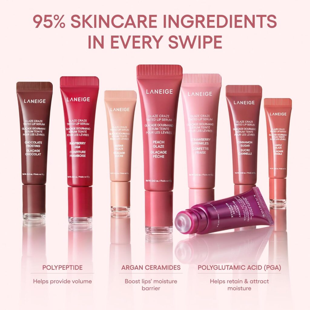 LANEIGE Glaze Craze Tinted Lip Serum: Hydrating Lip Serum for Glossy, Nourished Lips with Plumping Polypeptides LANEIGE Glaze Craze Tinted Lip Serum: Hydrating Lip Serum for Glossy, Nourished Lips with Plumping Polypeptides
