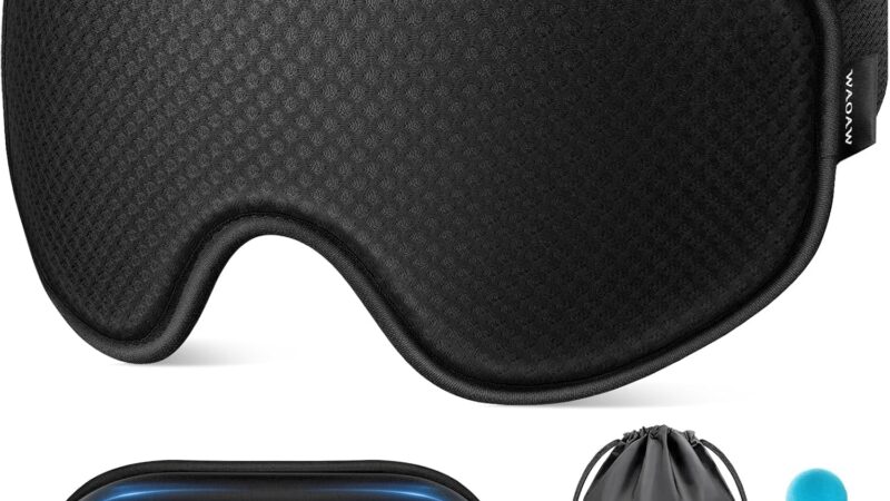 WAOAW Sleep Mask for Men Women: Blackout Eye Masks for Sleep – 3D Breathable Soft Comfortable Eye Mask for Travel – Adjustable Light Blocking Night Masks for Sleeping