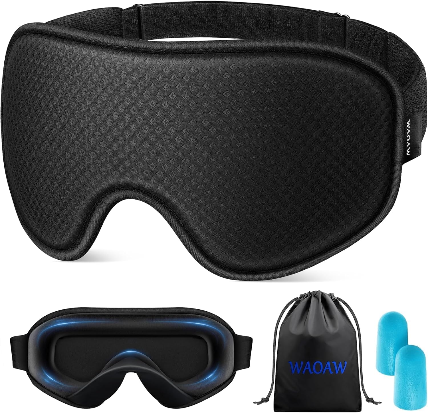 WAOAW Sleep Mask for Men Women: Blackout Eye Masks for Sleep - 3D Breathable Soft Comfortable Eye Mask for Travel - Adjustable Light Blocking Night Masks for Sleeping WAOAW Sleep Mask for Men Women: Blackout Eye Masks for Sleep – 3D Breathable Soft Comfortable Eye Mask for Travel – Adjustable Light Blocking Night Masks for Sleeping
