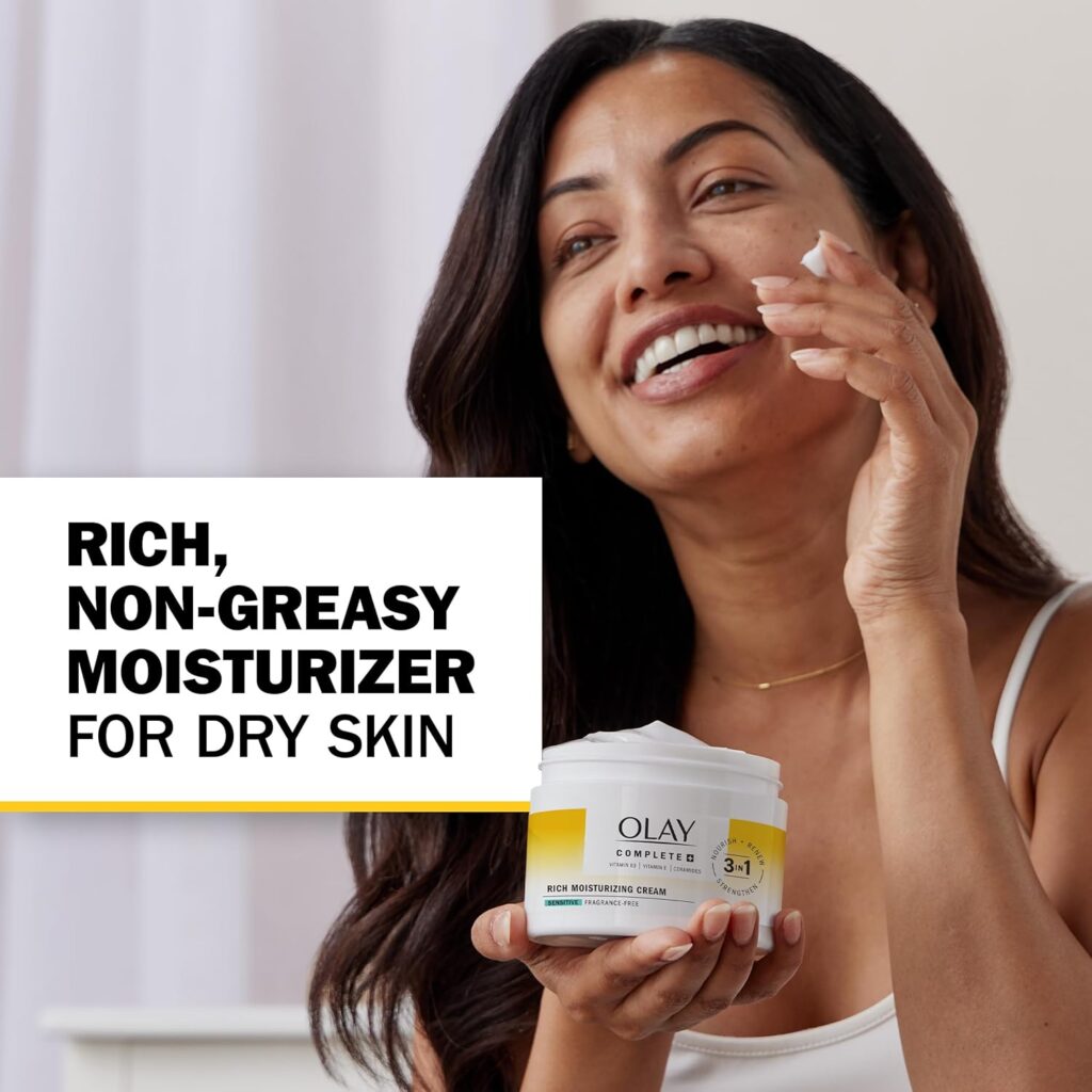 Olay Complete+ Rich Moisturizing Cream - Fragrance-Free, Gentle for Dry & Sensitive Skin, 3-in-1 Hydrating to Strengthen, Nourish, Renew - Niacinamide, Vitamin E, & Ceramides, 8.5 oz Olay Complete+ Rich Moisturizing Cream - Fragrance-Free, Gentle for Dry & Sensitive Skin, 3-in-1 Hydrating to Strengthen, Nourish, Renew - Niacinamide, Vitamin E, & Ceramides, 8.5 oz