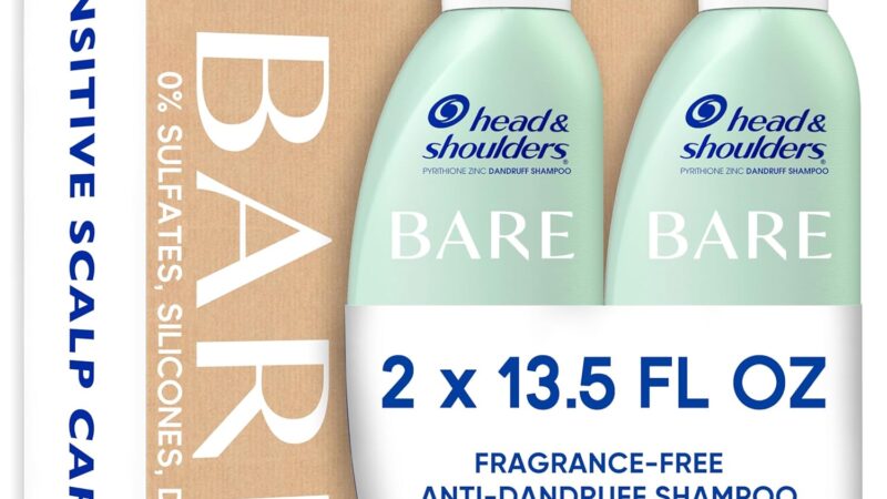 Head & Shoulders BARE Dandruff Shampoo Twin Pack, Fragrance-Free, Sensitive Scalp Care, Sulfate-Free, Silicone-Free, Dye-Free, Eco-Friendly Bottles, Safe for All Hair Types, 13.5 Fl Oz Each (Set of 2)