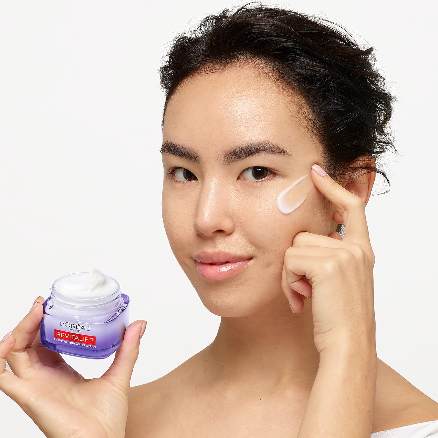L'Oreal Paris Revitalift Moisturizer Hyaluronic Acid Water Cream with Ceramides, Deeply Hydrating, Fragrance Free 1.7 oz + Serum Sample L’Oreal Paris Revitalift Moisturizer Hyaluronic Acid Water Cream with Ceramides, Deeply Hydrating, Fragrance Free 1.7 oz + Serum Sample
